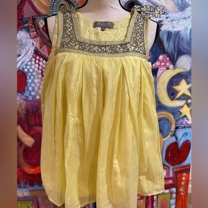 MM Couture Lemon Yellow Beaded Babydoll Top